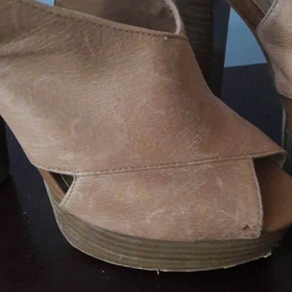 Steve Madden Tan Giaa Open Toe Platform Shoe Sling Back Sandals  Size 8 - Picture 5 of 11